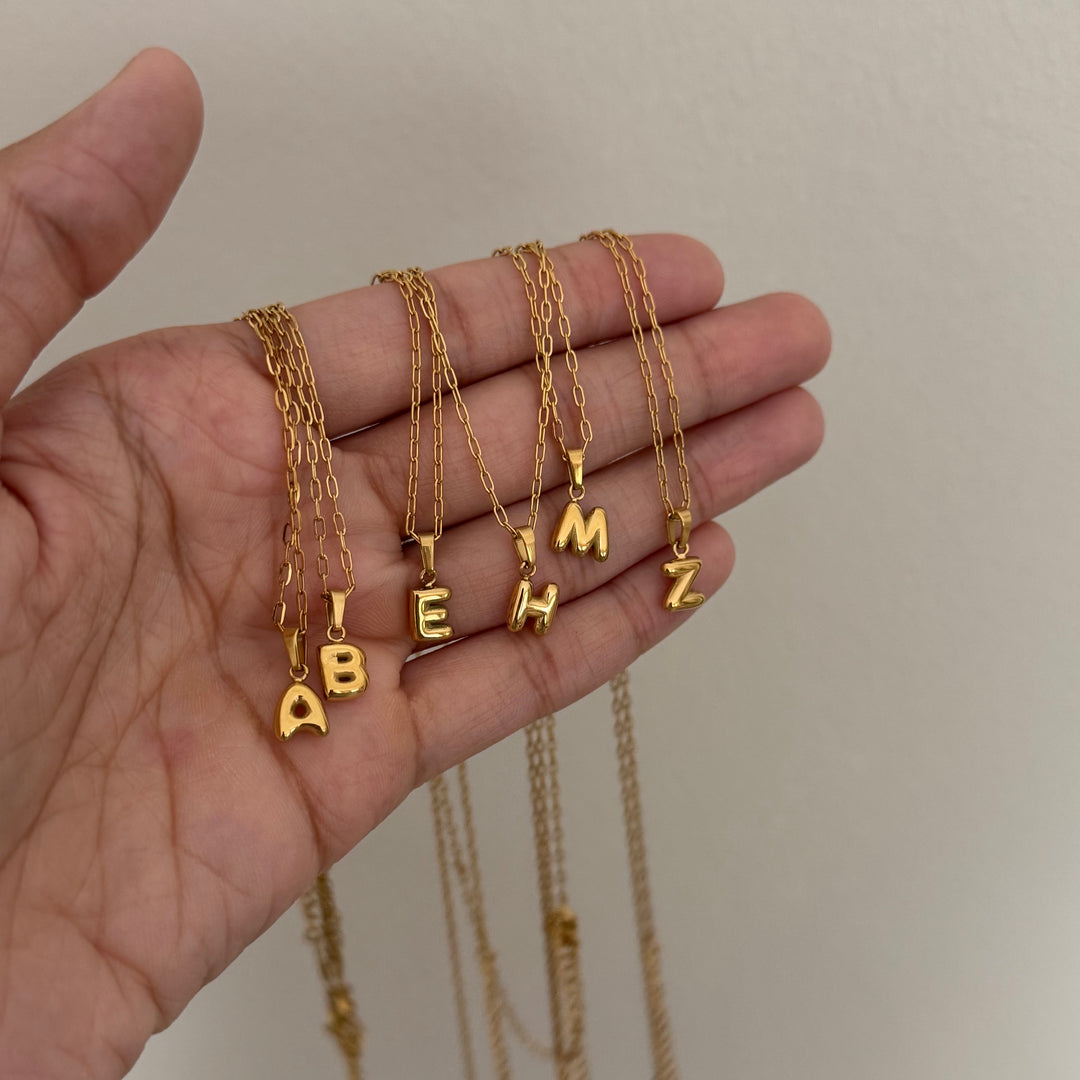 Gold waterproof necklace, tarnish free everyday wear – Belleza By Zaa. Initial necklace, personalized jewelry