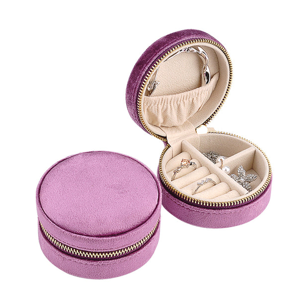 Velvet circle jewellery box | Purple