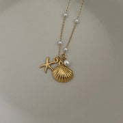 Summer Pearl + Seashell Necklace