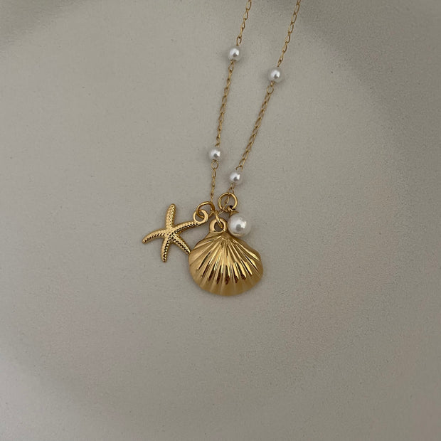 Summer Pearl + Seashell Necklace