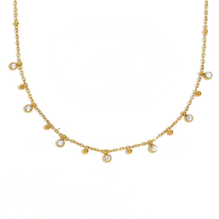 Gold necklace with small diamonds, Waterproof, tarnishproof, jewellery 