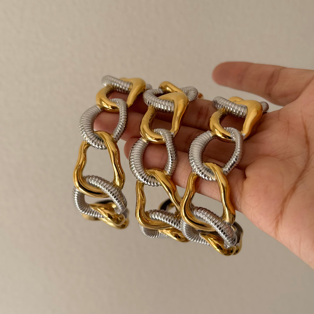 Mixed Metal Cuff Bangle