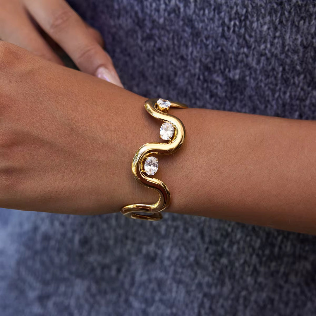 Wave Open Cuff Bangle