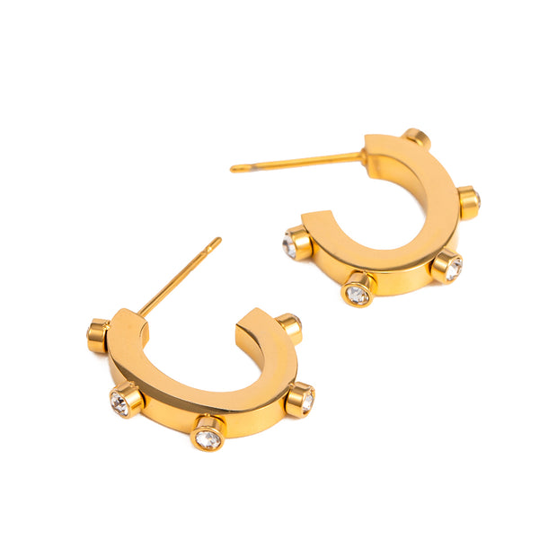 CZ Hoop Earrings - Clear