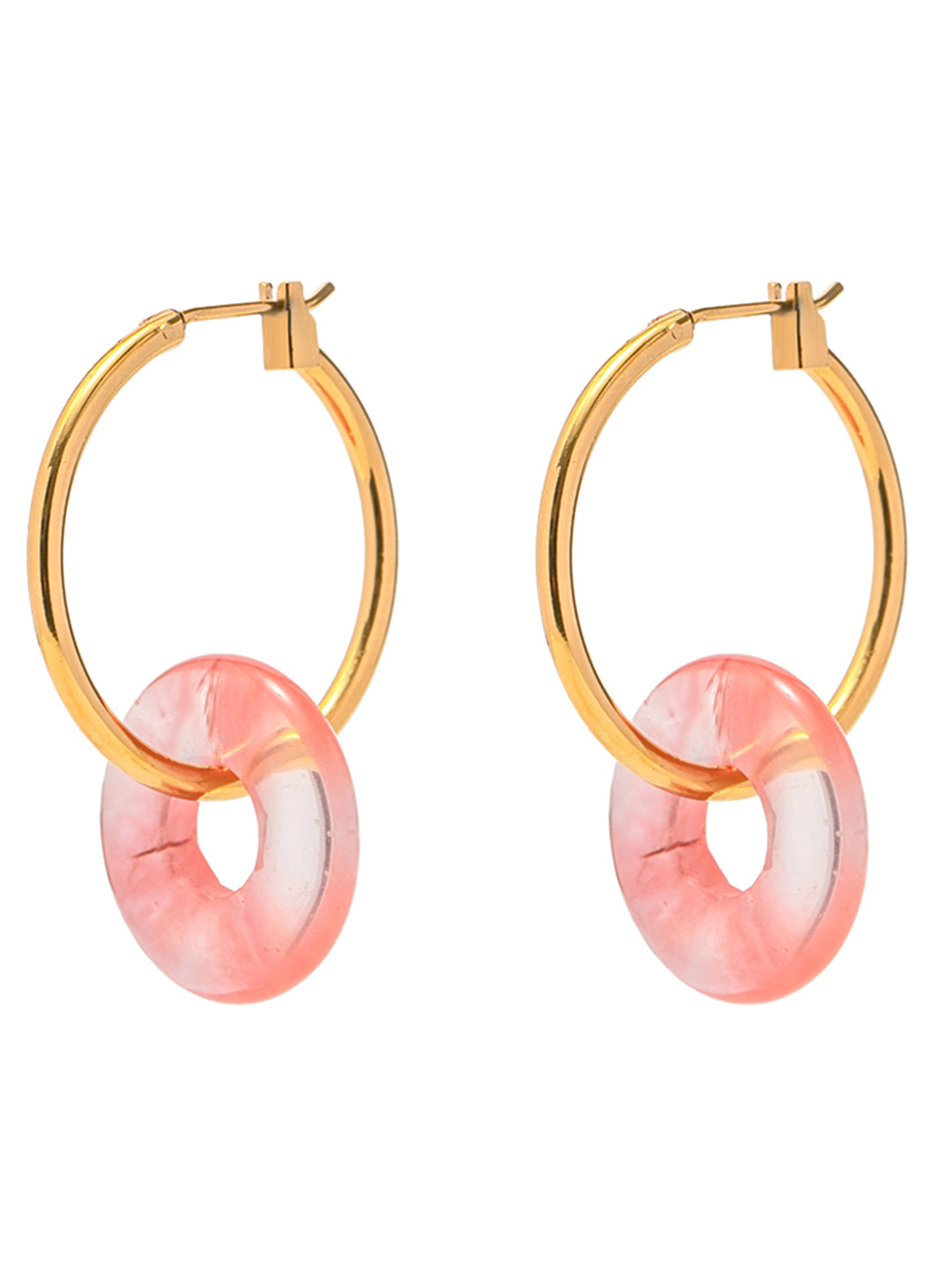 Rose Quartz Disc Hoops