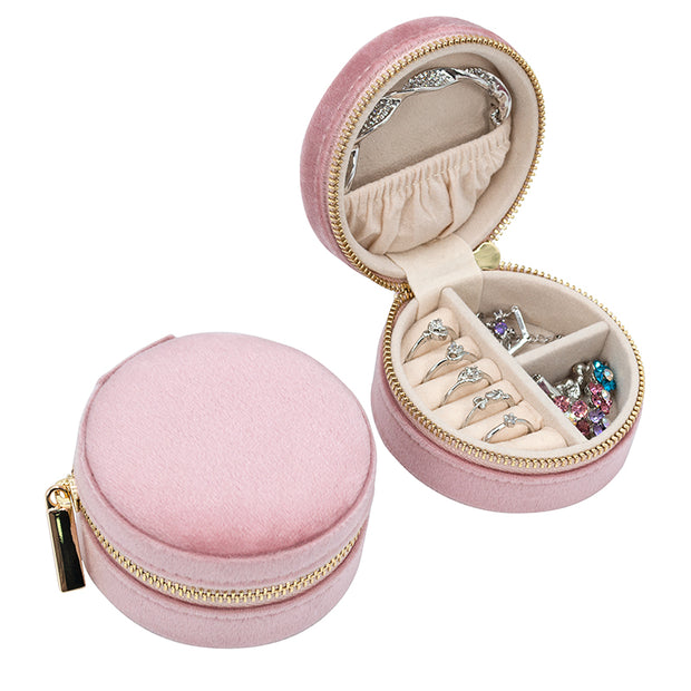 Velvet circle jewellery box | Light Pink