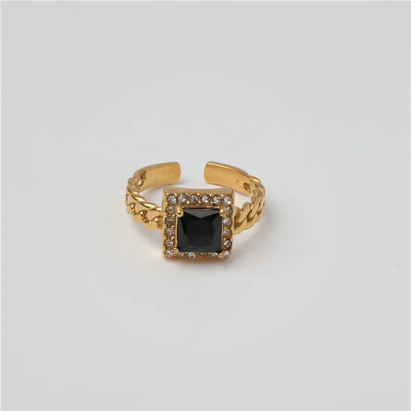 Adjustable Square Stone Ring