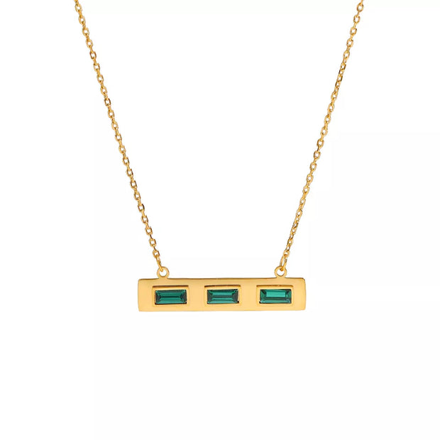 Emerald Green Bar Pendant Necklace
