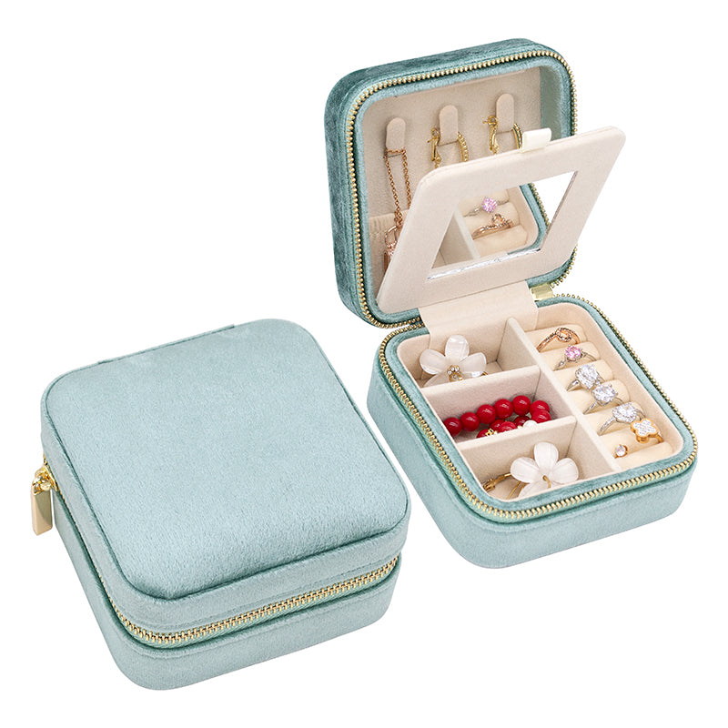 Velvet jewellery box - Sea Green