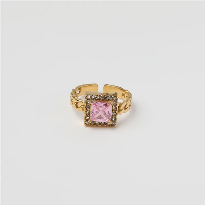 Adjustable Square Stone Ring