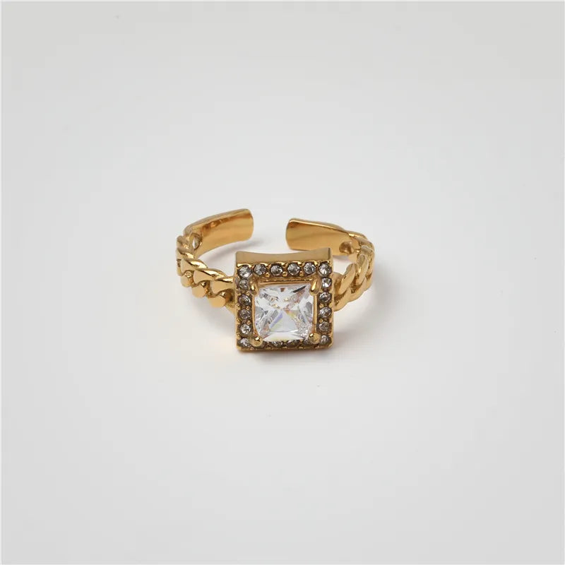 Adjustable Square Stone Ring