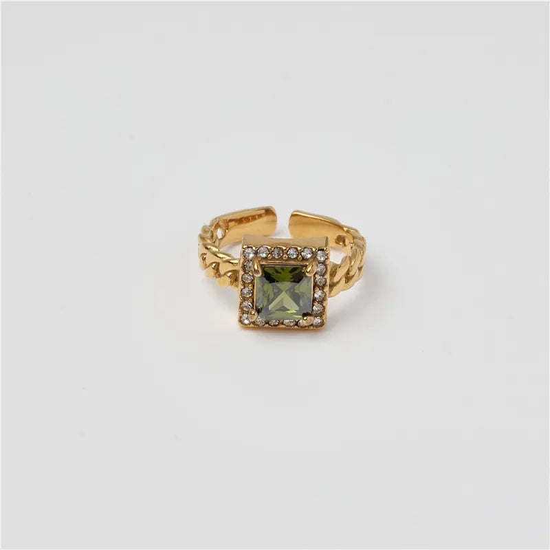 Adjustable Square Stone Ring