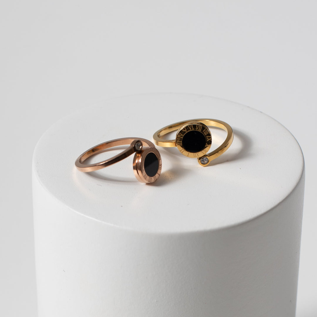 Roman Numeral Adjustable Ring - Rose Gold