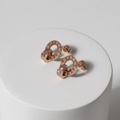 Roman Numeral Earring Rose Gold